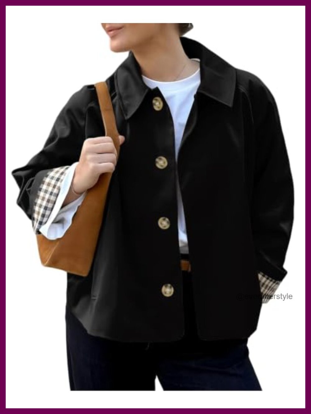 Women's Cropped Trench Coat Single Breasted Lightweight Fall Jacket Loose Fit